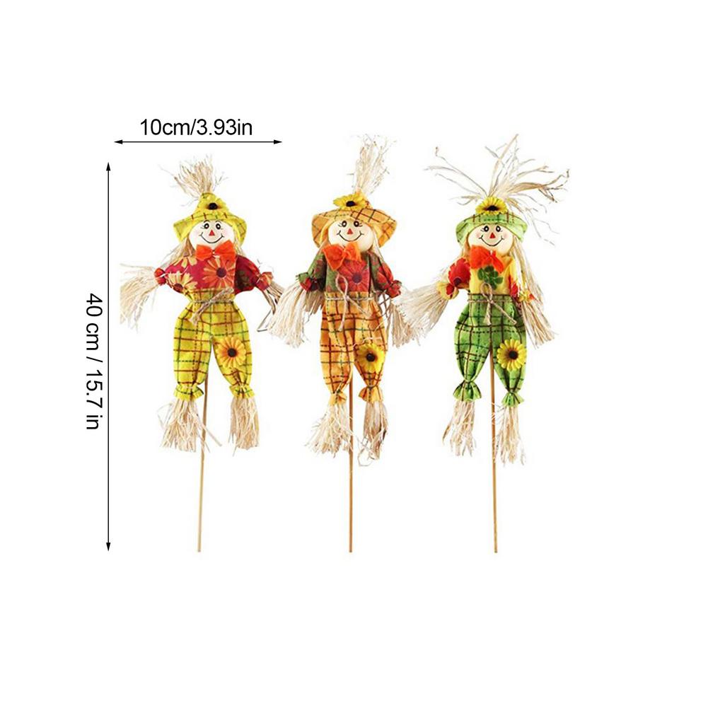3PCS Small Autumn Fall Harvest Scarecrow Decoration For Garden Home Yard Thanksgiving Halloween Decoration Party Supplies