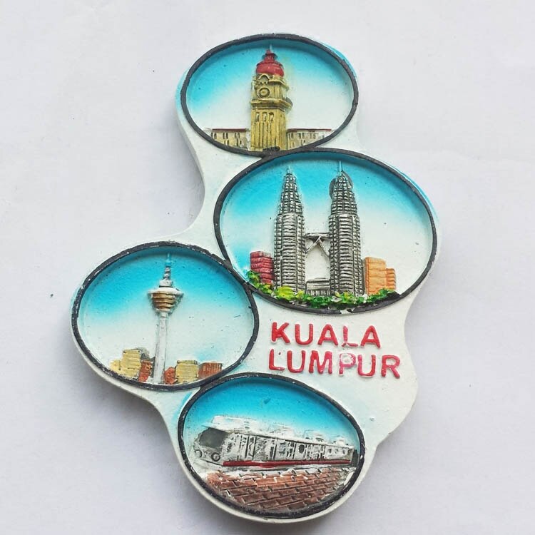 Malaysia Greece Fridge Magnets Tourist Souvenir Melaka Kuala Lumpur 3d Resin Relief Scenery Refrigerator Sticers Home Decor