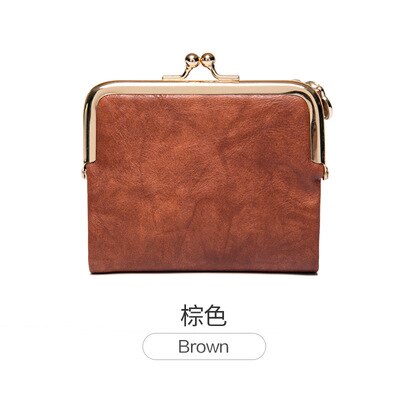 Vrouwen Portemonnee Korte Bifold Retro Multifunctionele Portemonnee Met Zip En Kus Lock Groene Pu Leer Vrouwelijke Korte Portemonnees: brown