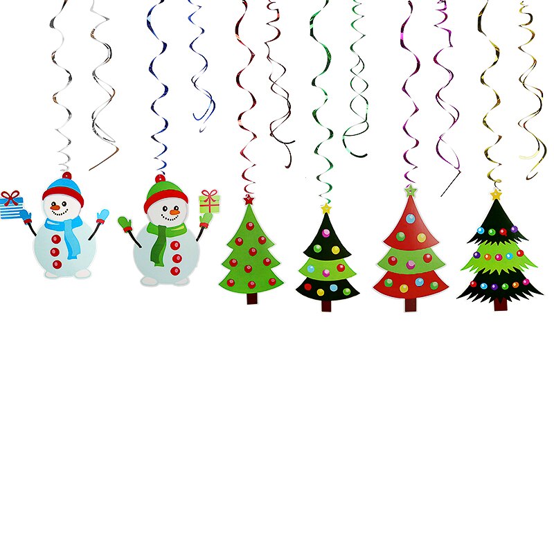 Christmas Swirl Banner Santa Claus Christmas Tree Spiral Pendant Ceiling Hanging Gralands for Home Decor Natal Room Decoration: Q02