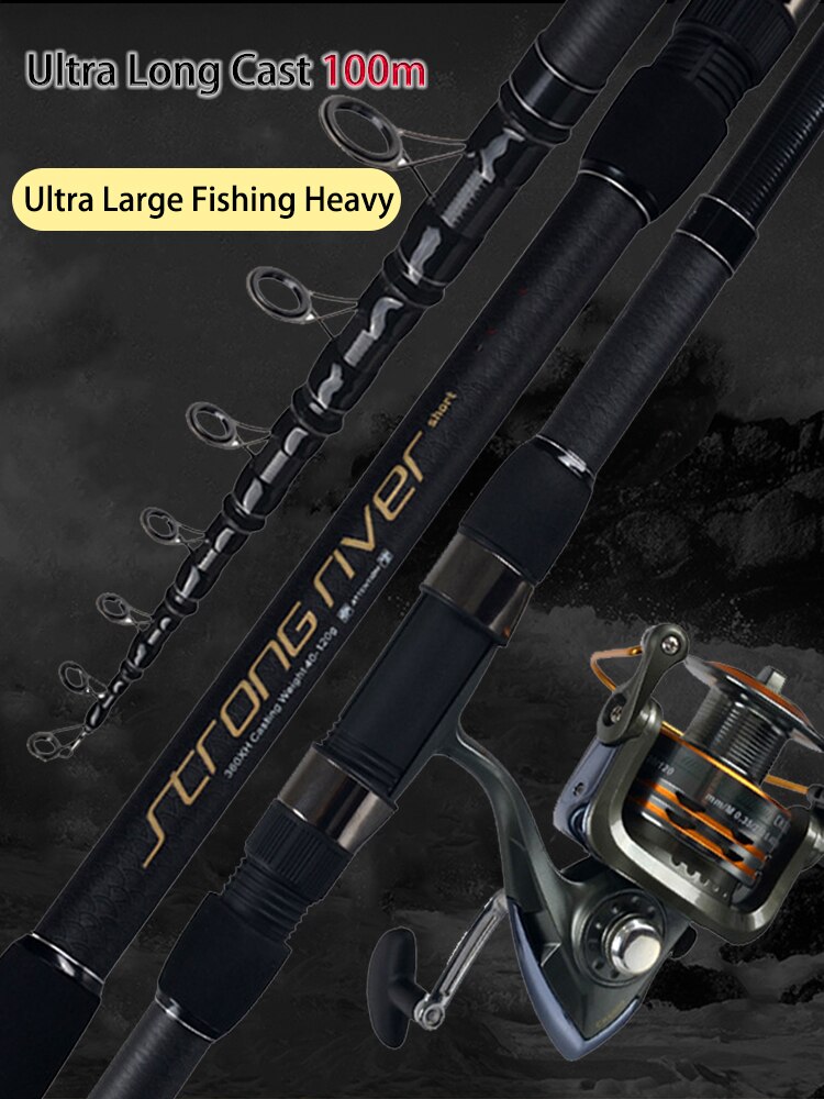 Canne à pêche de mer télescopique Super dur haute teneur en carbone carpe matériel de pêche longue portée canne à lancer alimentation canne à roche 10-200g lac