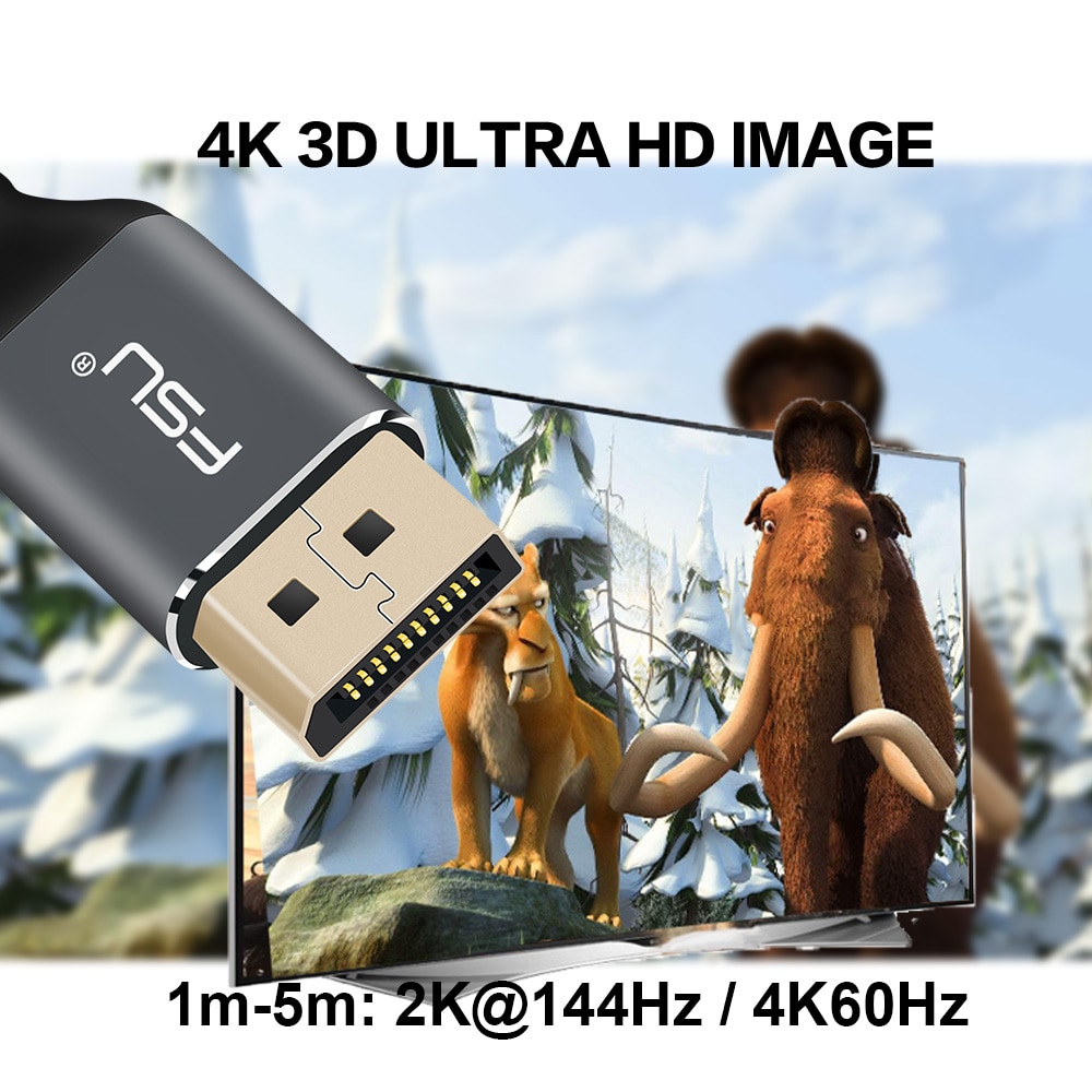 4K@60Hz/2K@144Hz DisplayPort Cable for Game Monitor HDTV Projector PC DP1.2 DisplayPort to DisplayPort Cable DP Cable 5m 3m 1m