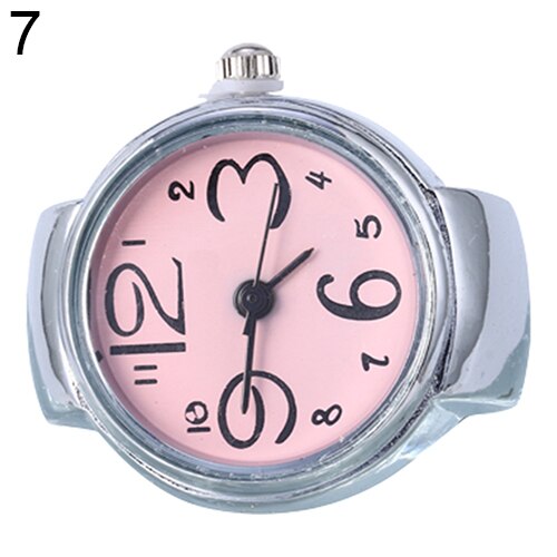Women's Big Numbers Finger Ring Watch Elastic Band Quartz Watch Female Classic Flip Jewelry Mini Watch 손가락 반지 시계: Pink