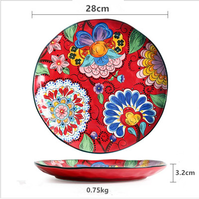 Cutelife keramik uregelmæssig bøf salat tallerken europæisk mooden sød porcelæn service tallerken køkken slange tallerken sæt: 11 tommer stor tallerken