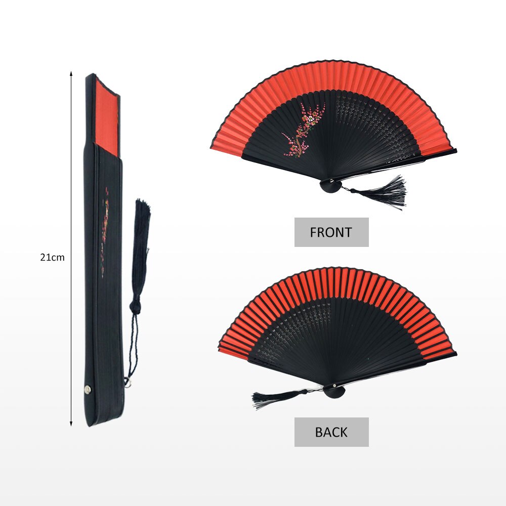 Chinese Stijl Rood Zwart Vintage Hand Fan Folding Fans Dance Wedding Party Favor Chinese Dance Party Vouwen Fans Bamboe