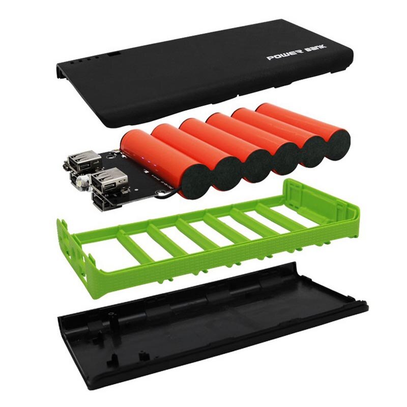MVpower Draagbare USB Power Bank Box Case 6x18650 Acculader Opladen DIY Kit voor Smart Mobiele Telefoon