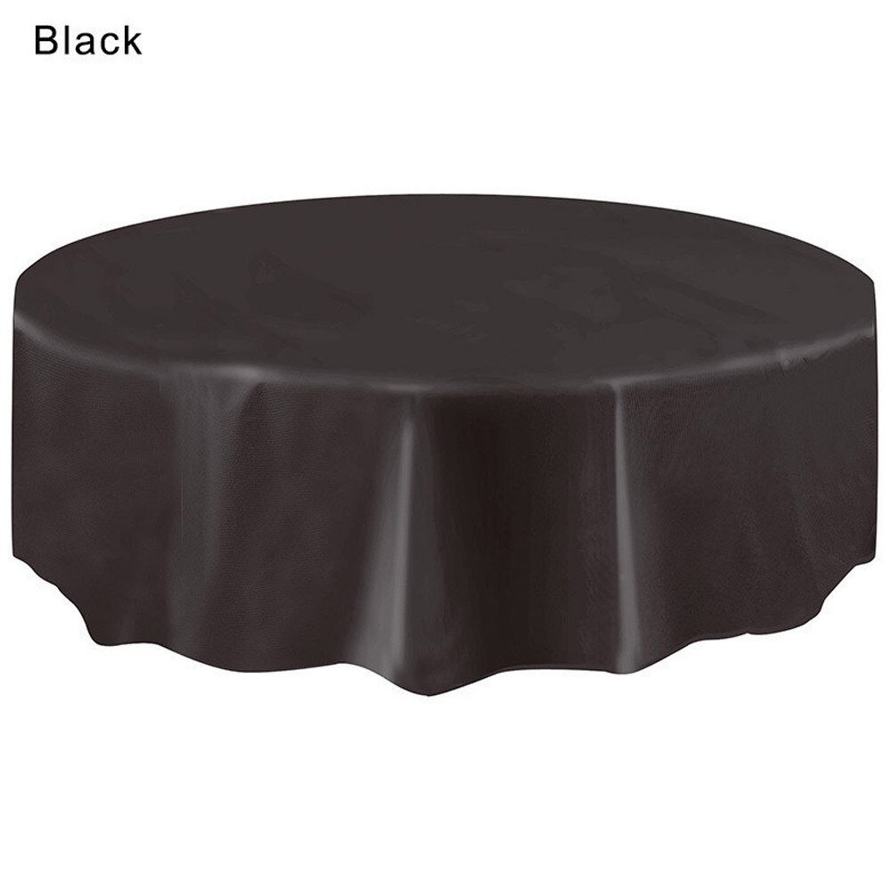 1Pcs Grote Ronde Plastic Ronde Tafel Dekken Doek Wegwerp Party Tafelkleed Cover Bruiloft Verjaardag Party Tafel Dekken # T2P: Black 