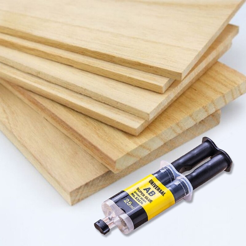 Pratique 4/25ml Résine Époxy AB Gomme Adhésive Forte Colle Liquide pour la Réparation En Métal En Plastique Bois Verre Céramique Directe