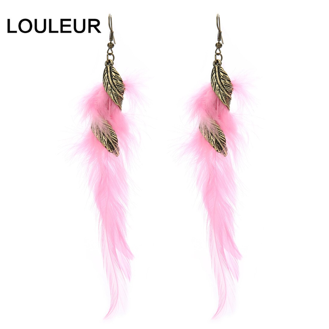 Lange Omzoomde Zwarte Veer Laat Oorbellen Temperament Wilde Oorbellen Super Fee Temperament Oorbellen Vrouwelijke Boho Indian Sieraden: hot pink