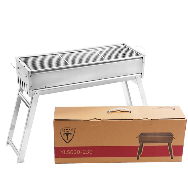 large camping stainless steel car bbq charcoal grill: Default Title