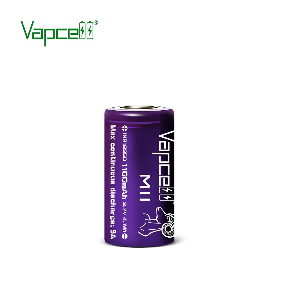 Vapcell li ion batteri 18350 1100 mah 9a 3.7v genopladeligt litiumbatteri til lommelygte/ elektrisk værktøj
