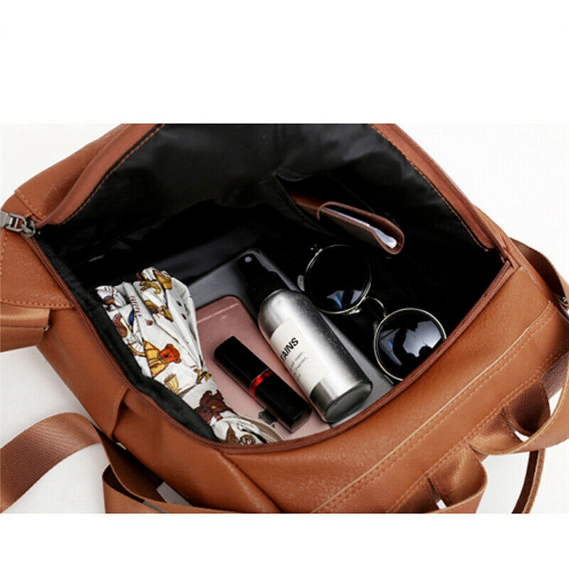 Dames PU Leren Rugzak - Vintage Stijl, Grote Capaciteit, Anti-diefstal Schooltas