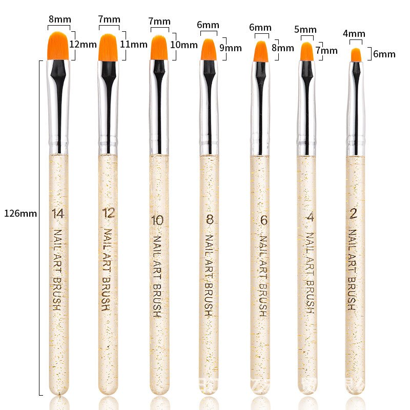 3/5/7 stk uv gel pensel pen negle liner maleri tegne pensler akryl tegne pensel til negle manicure børster sæt: Guld 7 stk