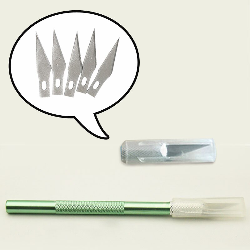 6 Knife Blades DIY Wood Carving Fruit Food Craft Sculpture Cutting Tool Metal Engraving Knifes Aluminum Rod Carving Tools: green 6 blade