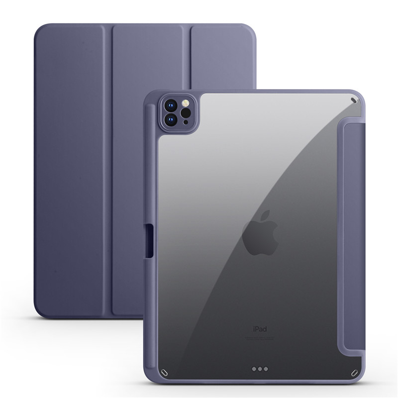 Para iPad Air 13 2025 Funda con portalápices cubierta dura trasera transparente acrílica triple para Coque iPad Air 13 2024 2025 M3 M2 Funda: Negro
