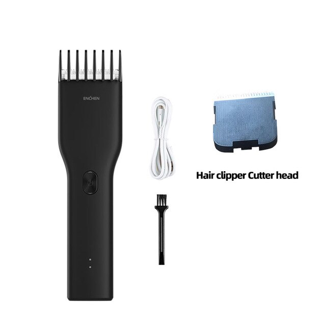 ENCHEN Boost Electric Hair Clippers Men Children Ceramic Cutter Hair Cutting Machine Rechargeable Barber Trimmer: Black Set2