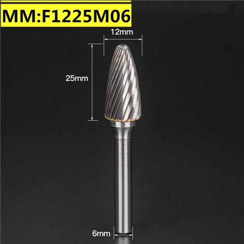 1pcs-free Vhm Tungsten Staal Frees, 6Mm Schacht F Type Metalen Elektrische Slijpen Hoofd, polijsten Tool: F1225M06