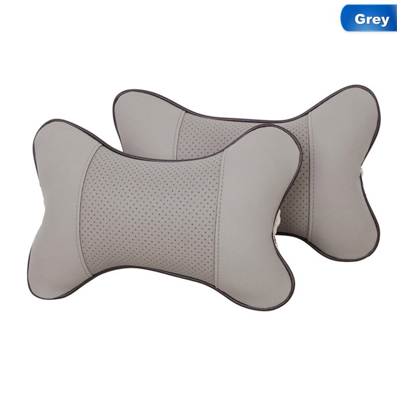 Car Seat Pillow Headrest PU Leather Breathable Automobile Pillows Driving Seat Head Neck Rest Pad Car Interior 1 Pc/Pair: Gray 1 Pair