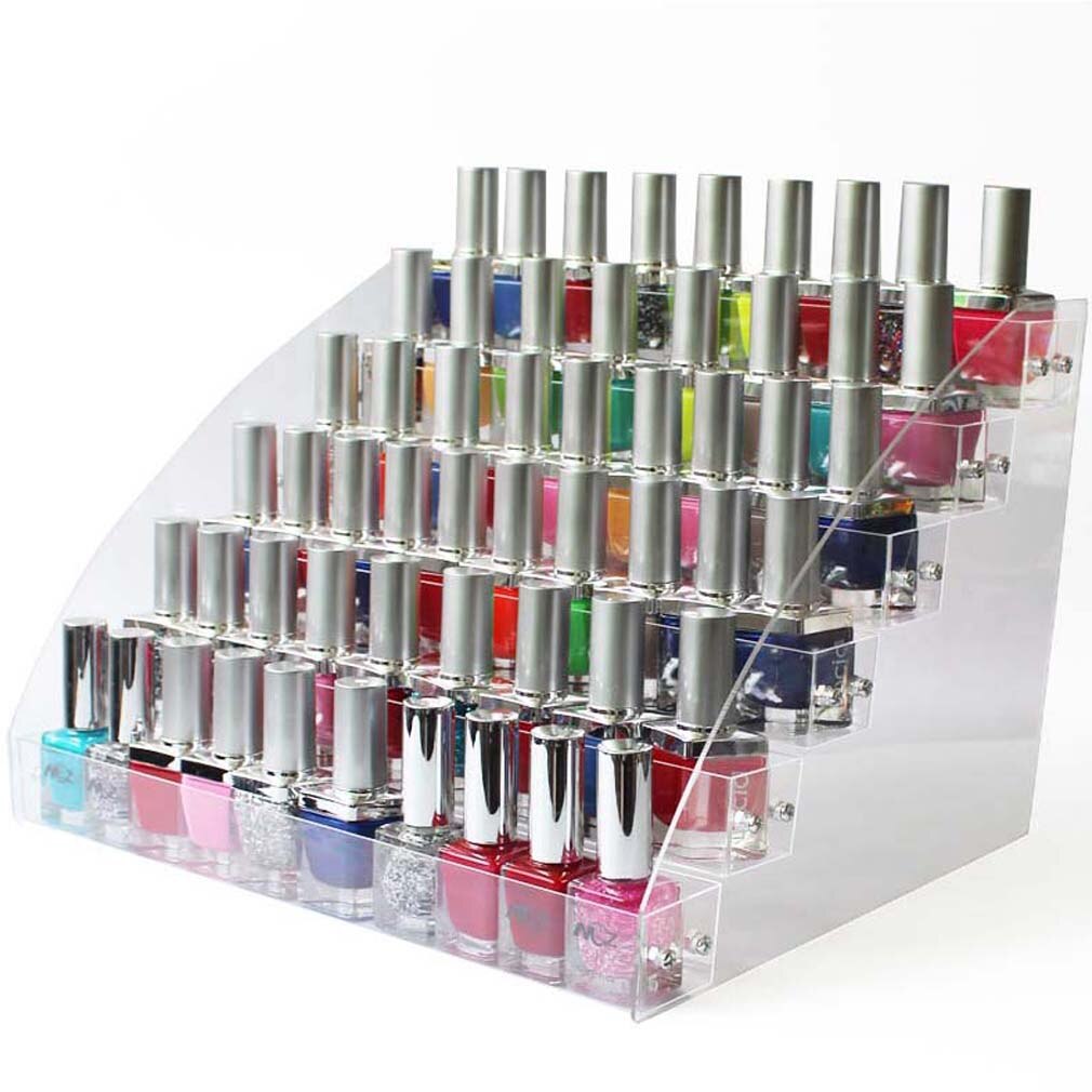 Estante de almacenamiento para esmalte de uñas, organizador de pintalabios acrílico transparente de 2/3/4/5/6/7 niveles, soporte para tienda de manicura: 6 tiers