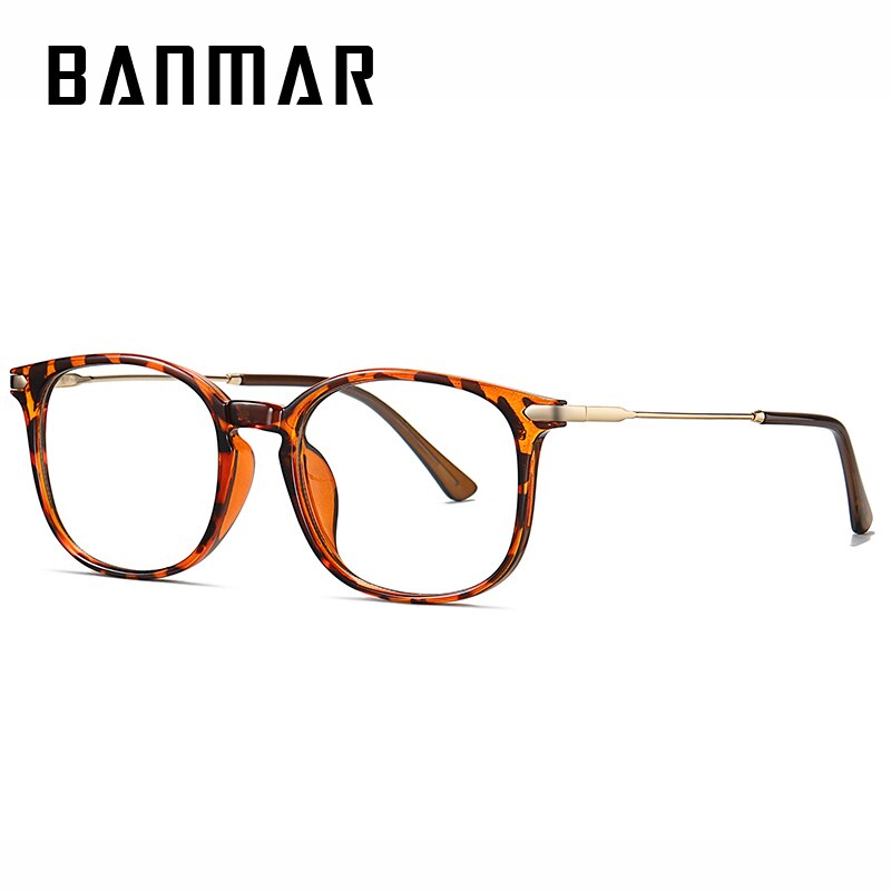 Banmar fotochromatische anti-blauw licht bril heren vierkante metalen leesbril montuur merk computer gaming bril dames uv: C3 luipaarden