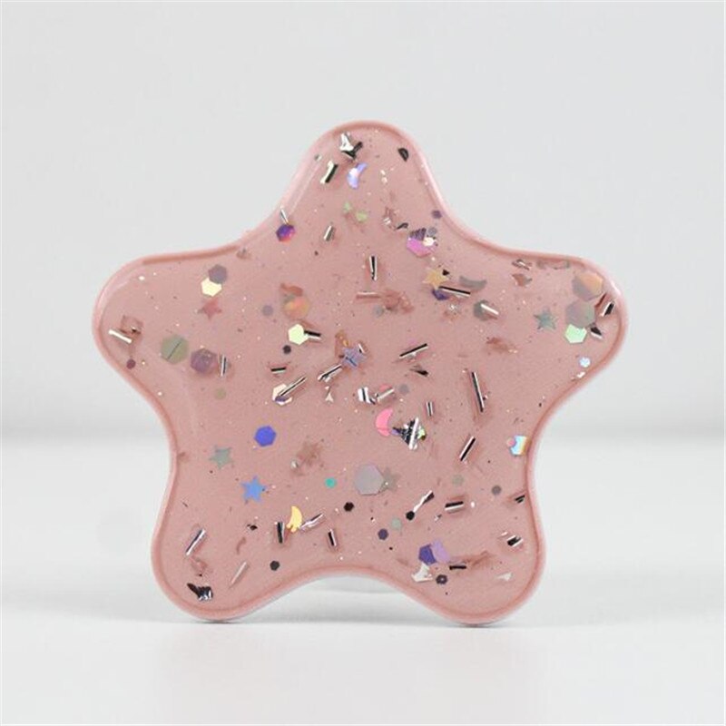 Star Glitter Expanding Stand Grip Mount Phone Socket Fold Mobile Smartphones Pocket Desktop Bracket Phone Stand Holder: Pink