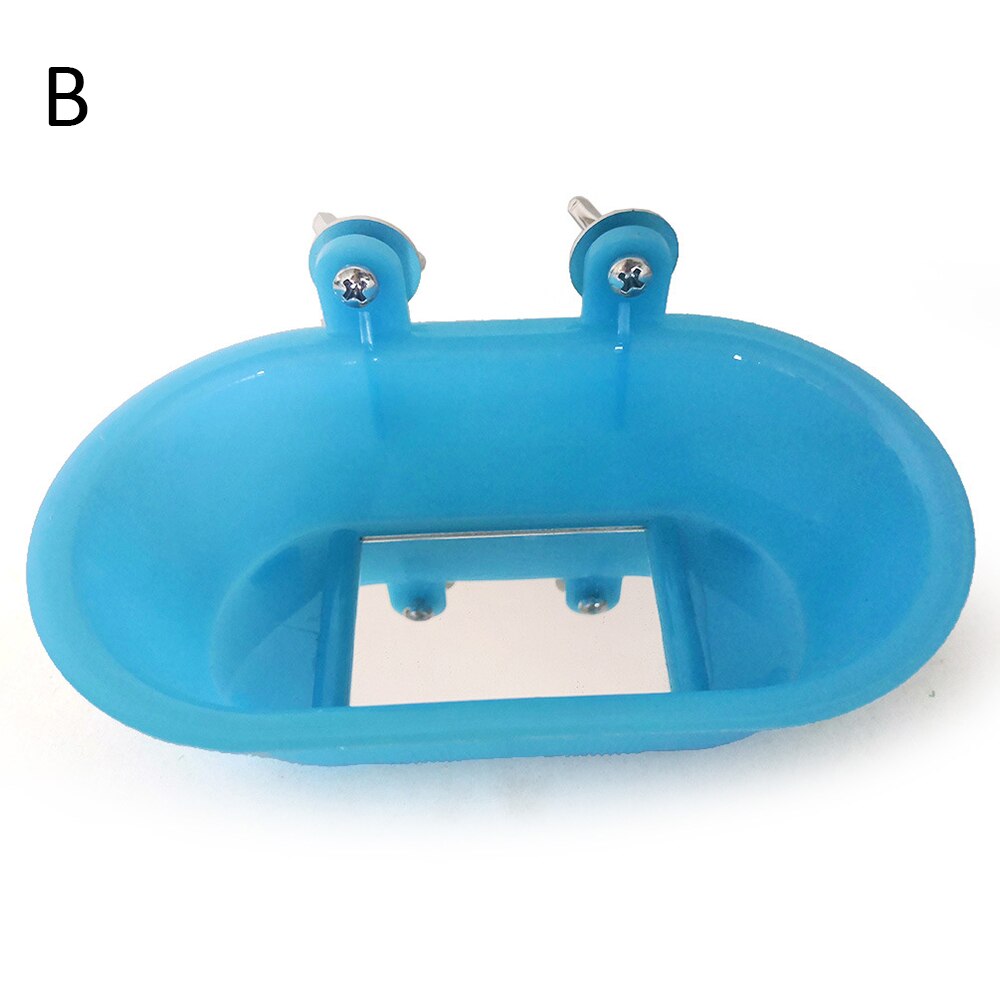 Bird Bathtub With Bird Mirror Small Oval Bird Bathtub Pet Cage Accessories Parrot Bath Shower Bathing Supplies Standing Box: B