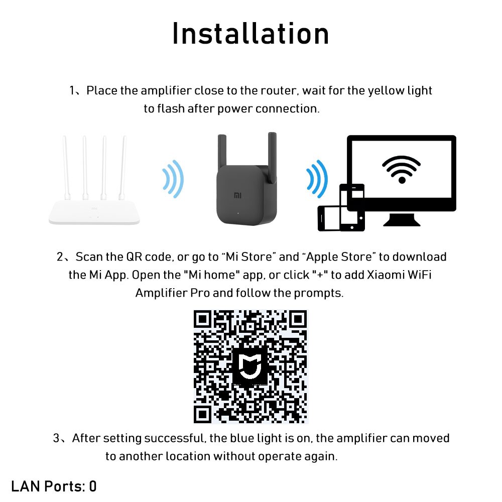 Original Xiaomi WiFi Amplifier Pro 300Mbps WiFi Repeater Signal 2.4G Extender Roteador 2 Mi Wireless Router mi router home