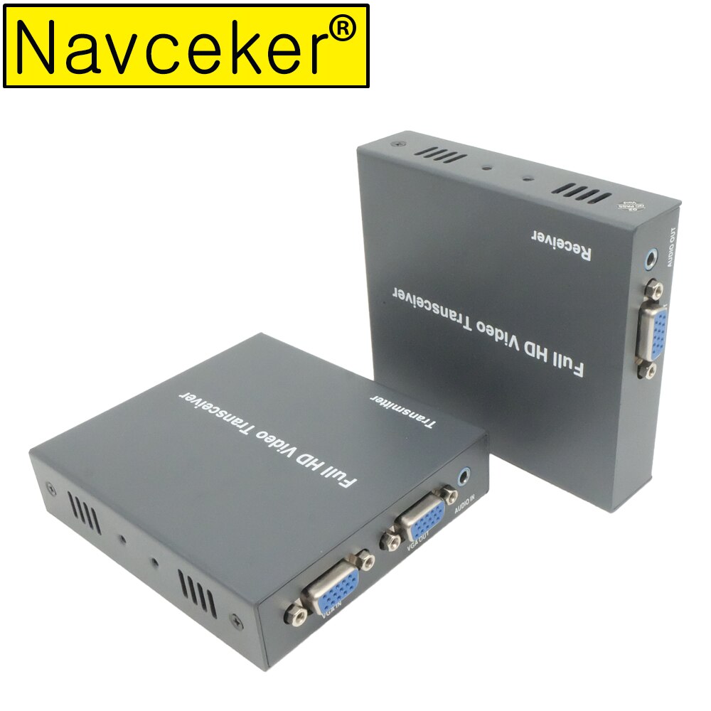 Ip Netwerk 200M Extensor Vga Via Cat5e Cat6 1080P RJ45 Vga Extender Over Tcp Ip Met 3.5 Mm Stereo Audio & Vga Loop Out