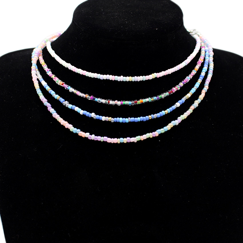 Gargantilla de cuentas de semillas simples para mujer, coreana, Collar bohemio colorido hecho a mano, Collar de cadena para el cuello, de joyería para mujer