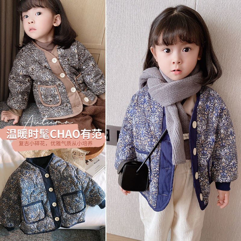 freundlicher Jacke Blumen- Winter Baby Mädchen Mantel Dicke Vlies freundlicher Kleidung Oberbekleidung Für Jungen Mädchen Jacke Kleinkind Jacke Velet 1-7Y