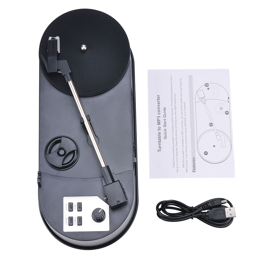 Mini tocadiscos de vinilo portátil con USB, reproductor de Audio de disco de vinilo LP, 45PRM, MP3, reproductor de CD, convertidor estéreo con altavoz: Default Title