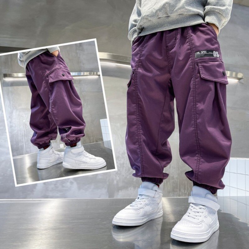 Pantalones largos deportivos informales para niños y adolescentes, pantalón Cargo con múltiples bolsillos, para primavera y otoño, de 3 a 14 años