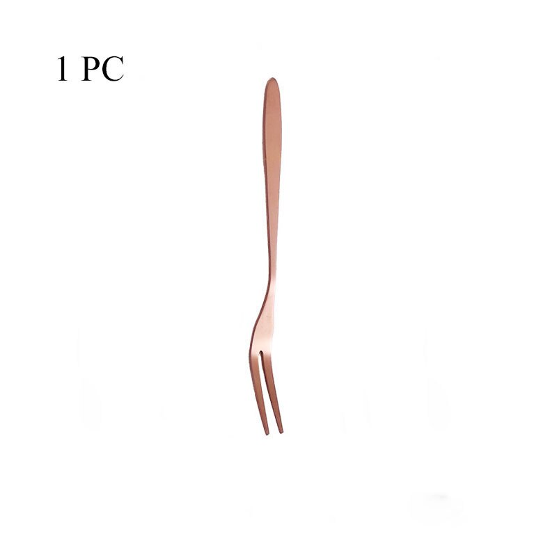 Widelec robić owoców ze stali nierdzewnej kolorowe przekąnarty deser ciasto widelce sałatkowe impreza stołówka sztućce narzędzia kuchenne вилка столовые приборы: 1szt róża złoto