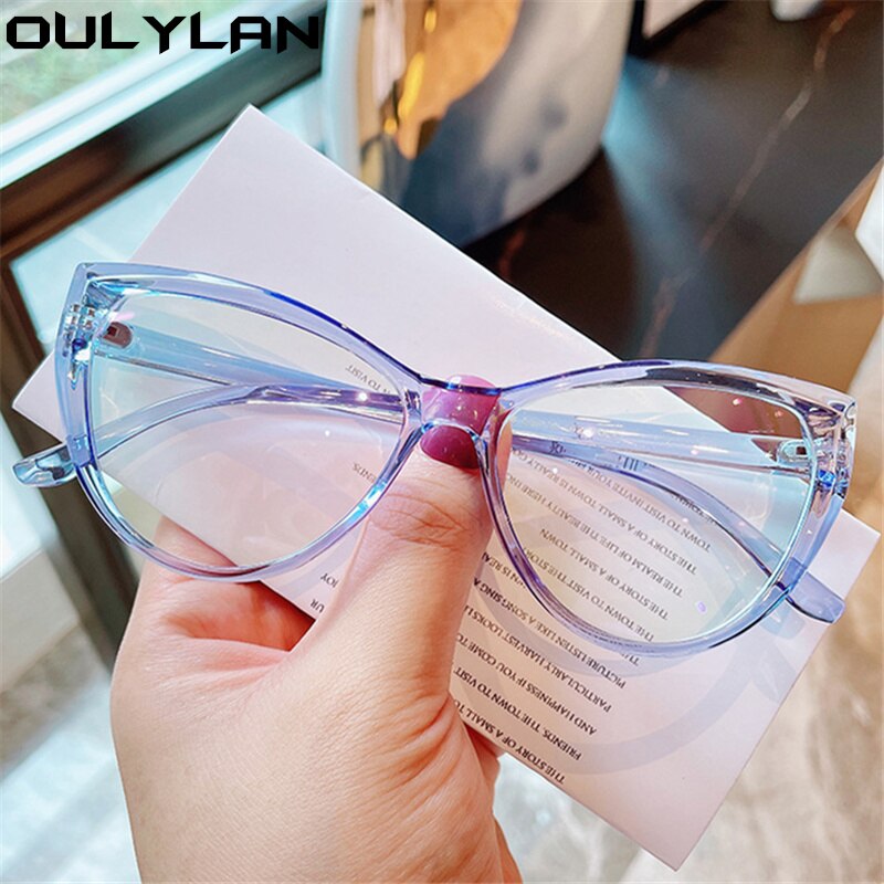 Oulylan Sexy Cat Eye Eyeglasses Frames Women Anti Blue Light Glasses Frame Brand Vintage Clear Prescription Eyewear