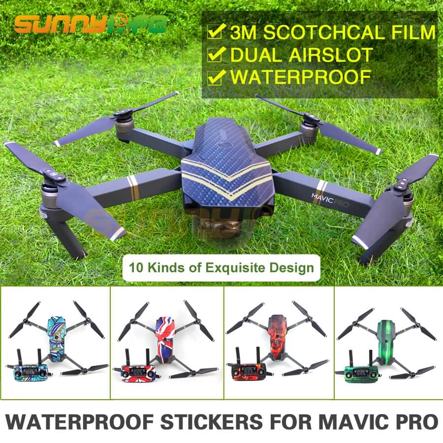 Sunnylife 3M Stickers Waterdichte Huid Decals Voor Dji Mavic Pro Drone Body + Afstandsbediening + Extra Batterijen