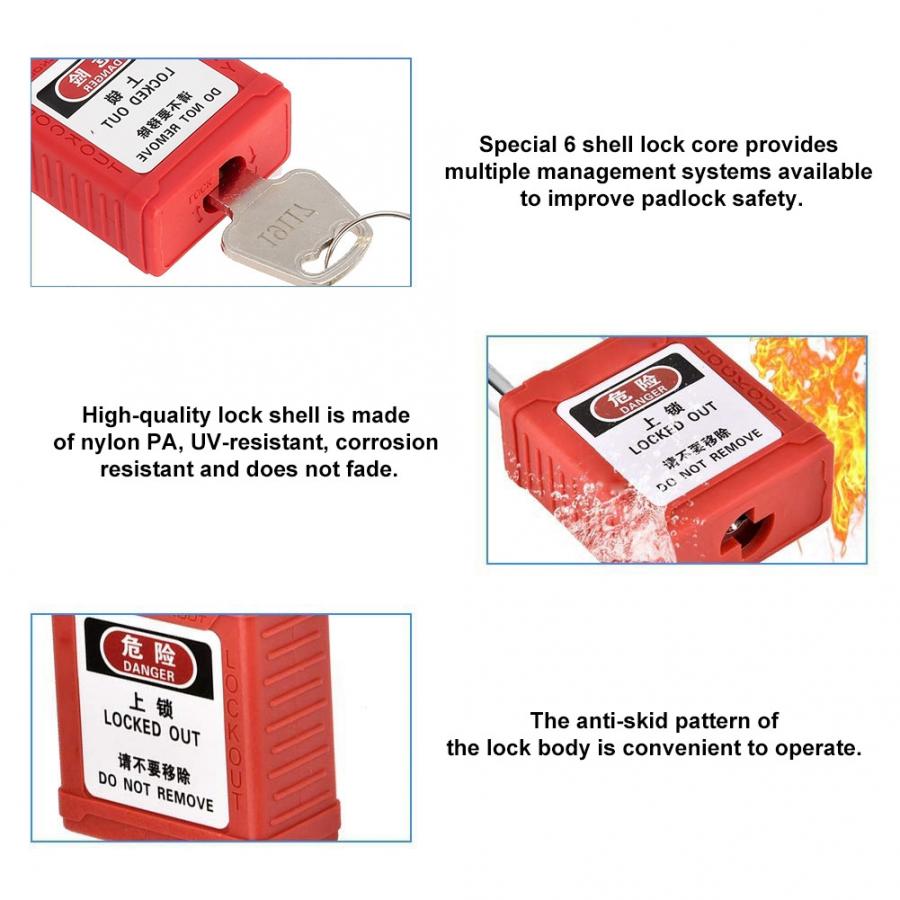 Steel Long Insulated Beam Padlock Lockout Industrial Safety Isolation Lock fechadura digital