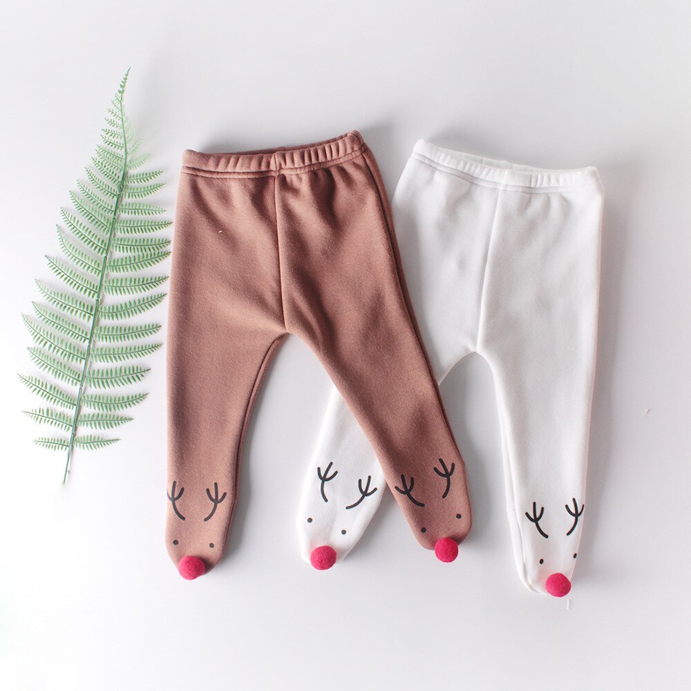 Pudcoco Collant per Bambini Cervi Del bambino Dei Pantaloni Del bambino Sveglio Della Peluche Alce Pantaloni per Bambini Autunno Inverno Vestiti 0-24 mesi