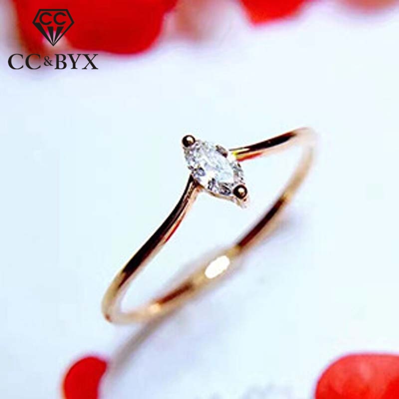 Cc ringe til kvinder hest øje sten v form enkel gul sød ring brude bryllup smykker zirconia bijoux  cc1502