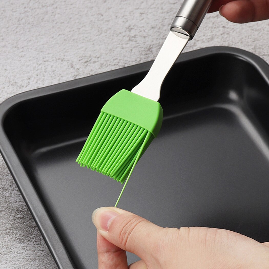 Brosse à badigeonner en Silicone, résistante à la chaleur, huile de barbecue, condiments, outils de cuisine, barre avec manche en métal, Gadget de cuisine