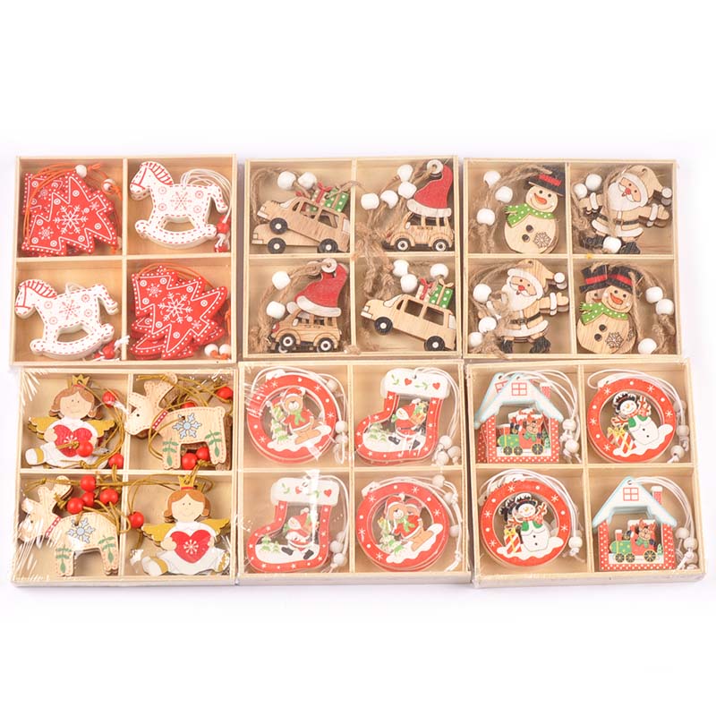 12 stück weihnachtsmann-engel-Stern-holzbastelarbeiten weihnachtsbaum-hängeornamente holzanhänger diy weihnachtsfeier heimdekoration  c2729