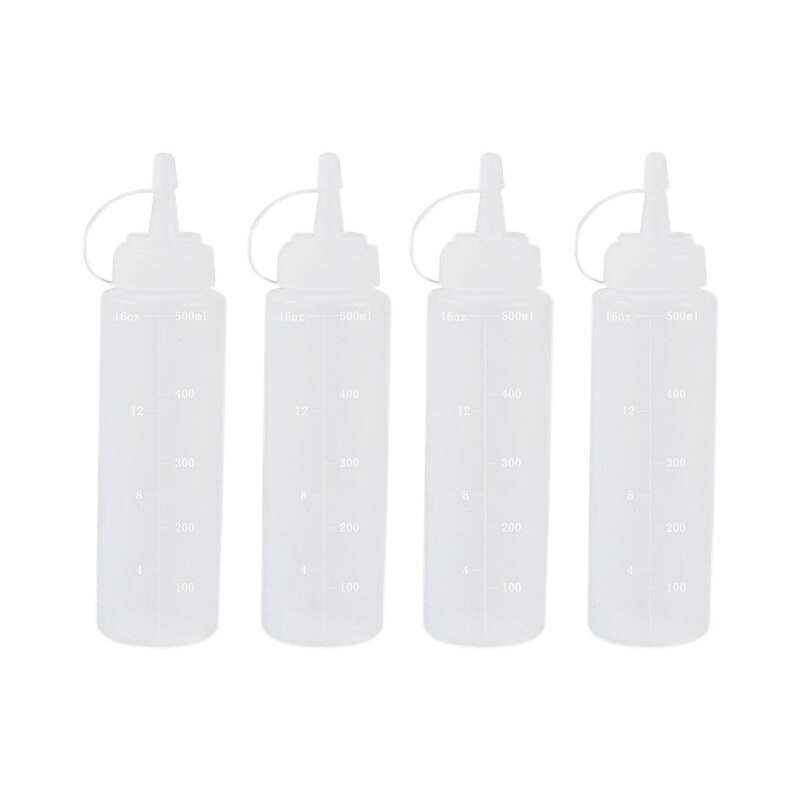 Plastpressflaskor, naturliga klara plastflaskor med lock, mått för förband, olja, grill, kök, vätskor och konst: Default Title