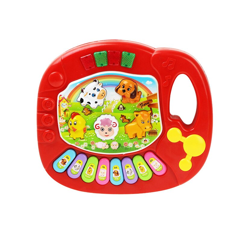 Farm Animal Mobile Piano Musical Toy Electronic Keyboard Cartoon Sound Toy Early Educational Musical Instruments Toys For Kids: B Red