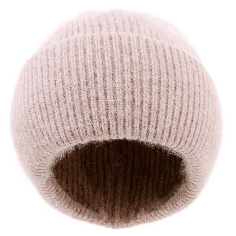 Vrouwen Hoeden Winter Gebreide Hoed Angola Konijnenbont Beanie Bonnet Meisje Hoed Herfst Vrouwelijke Cap Warm Houden mode Caps