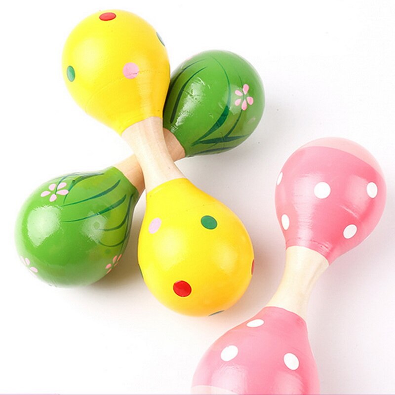 1Pcs Child Musical Instrument for kids Rattles Shaker Kids Mini Colorful Wooden Maracas Baby Party for Children 14.5*5*5cm