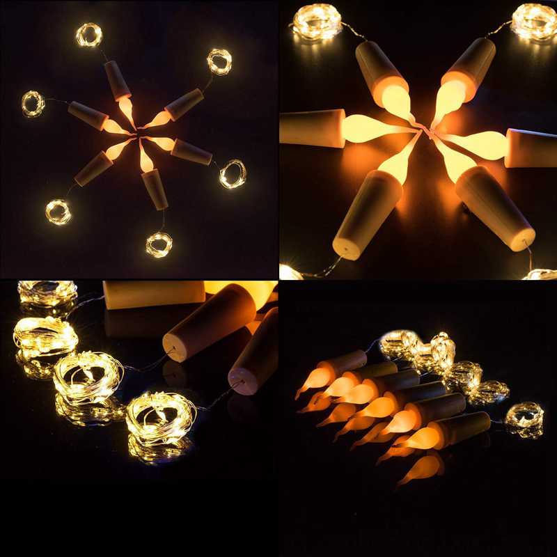 Kaars Kurk Licht 20 Led Fles Licht Batterij Kurk Party Bruiloft Kerstmis Halloween Bar Decoratie Warm Wit