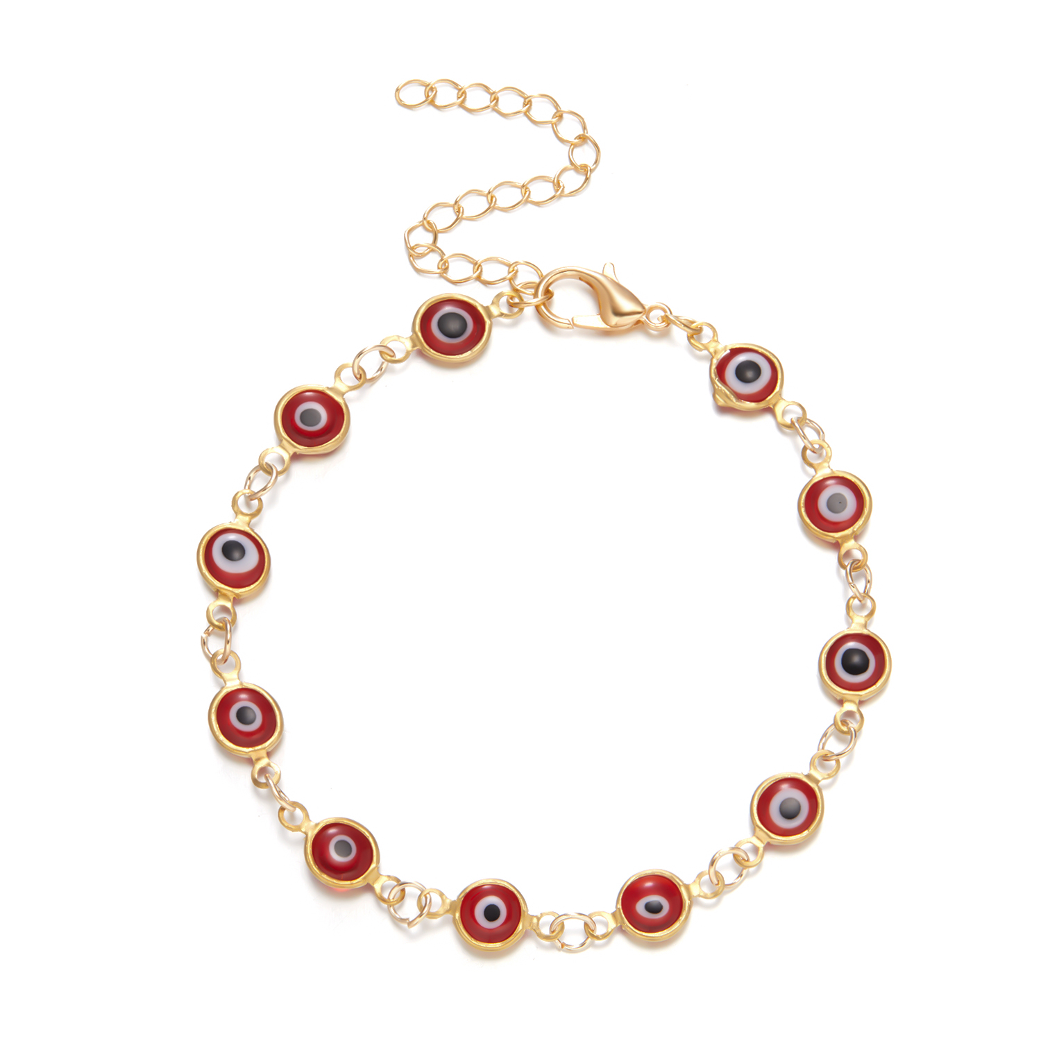 Turkse Lucky Evil Eye Armband Voor Dames Heren Handgemaakt Rood Blauw Oog Goud Kleur Link Ketting Armband Lucky Charme Sieraden Polsband: Hot Stamping