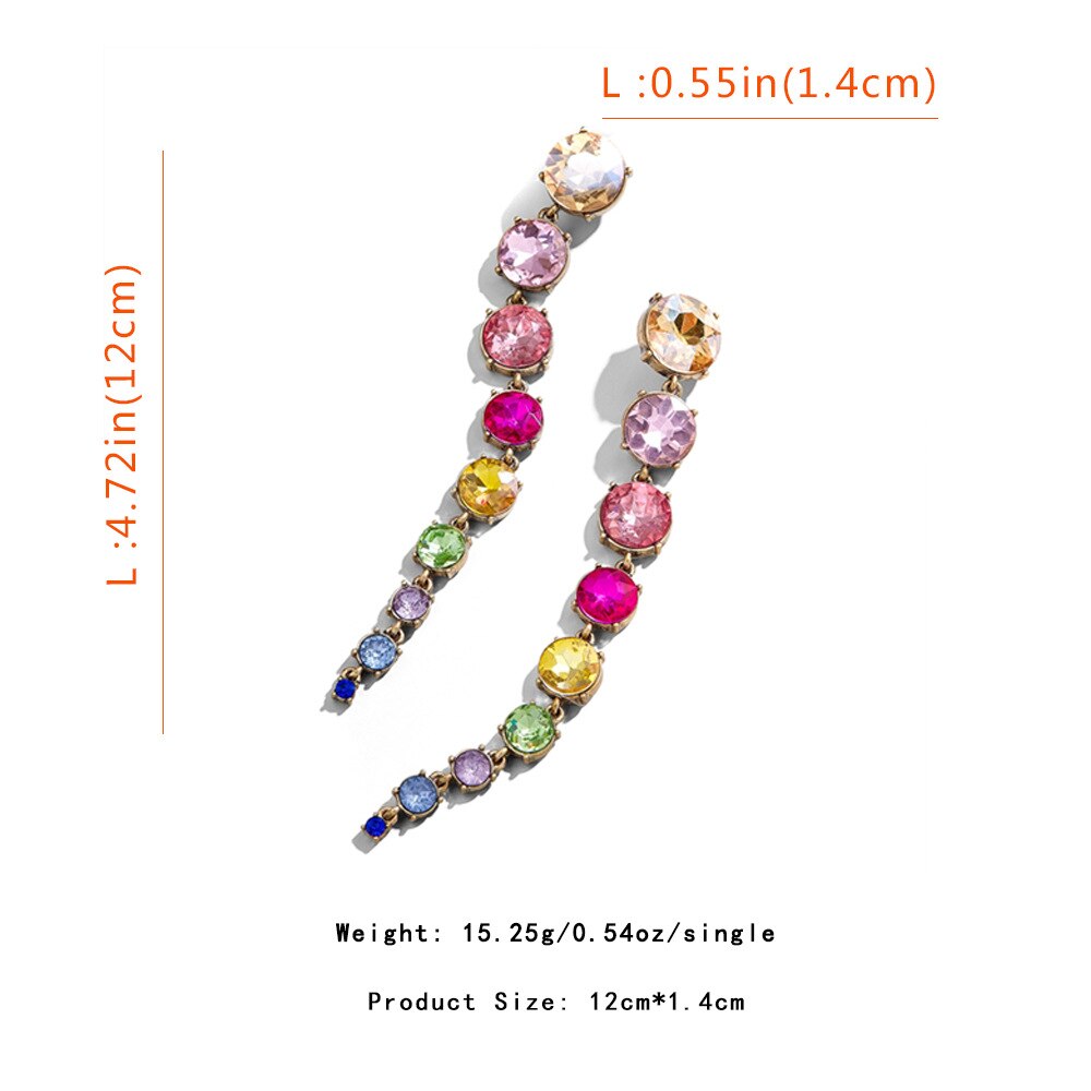 Dvacaman Long Crystal Beads Earrings for Women Banquet Rhinestone Statement Earrings Jewelry