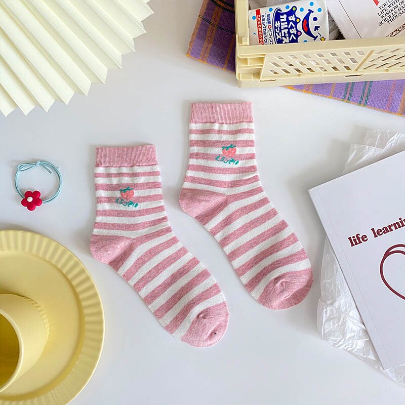 Fruits chaussettes drôles fraise pastèque Orange mignon chaussettes femme Harajuku Skarpetki heureux 12 Style Calcetines Divertidos: 9
