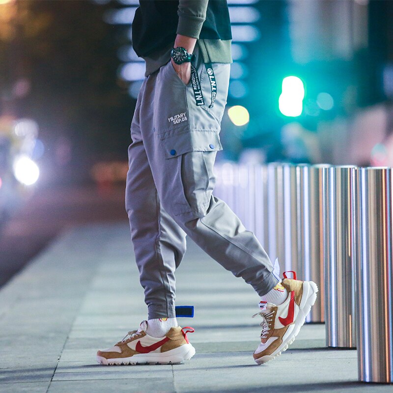 YASUGUOJI spring korean men streetwear pants cargo pants men loose harem pants men ankle banded pants