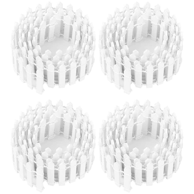 90cm Long Mini Garden Fence Wooden Fence Decorative Fence Succulent Fence Height 2 Inches 4-Pack (White)